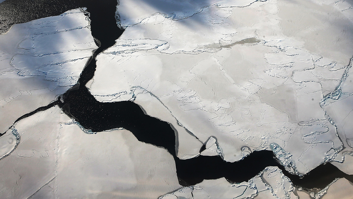Una sección de la zona oeste de la Antártida (Polo Sur).