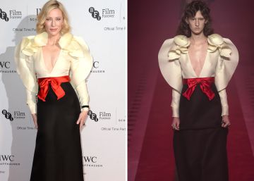 Cate Blanchett vestida con uno de los diseños de Gucci para la primavera 2017. A la derecha, la también actriz Emma Watson, con un vestido de Dior. Cate Blanchett vestida con uno de los diseños de Gucci para la primavera 2017. A la derecha, la también actriz Emma Watson, con un vestido de Dior.