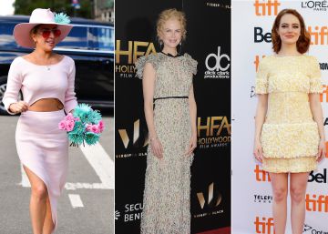 De izquierda a derecha: la cantante Lady Gaga y las actrices Nicole Kidman, Emma Stone y Scarlett Johansson. 
