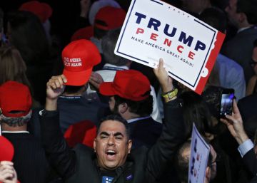 Simpatizantes de Trump en el hotel Hilton de Nueva York en el que celebraron su victoria el martes.