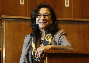 Mar&iacute;a Oquendo, presidenta de la Sociedad Americana de Psiquiatr&iacute;a en el aula Magna de la Fundaci&oacute;n Jimenez Diaz, en Madrid