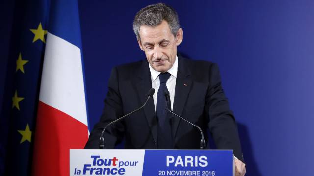 Sarkozy, durante su intervención reconociendo su derrota.