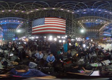 Vista de la sede dem&oacute;crata durante la noche electoral en Nueva York. 