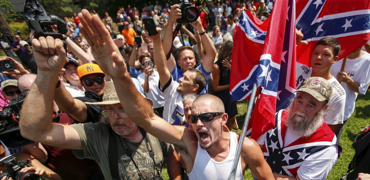 Miembros del Ku Klux Klan en una concentración en Carolina del Sur, en 2015.