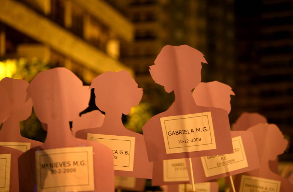 Manifestación contra la violencia machista en 2009, en Valencia.