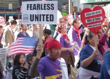 Los inmigrantes marchan contra Donald Trump