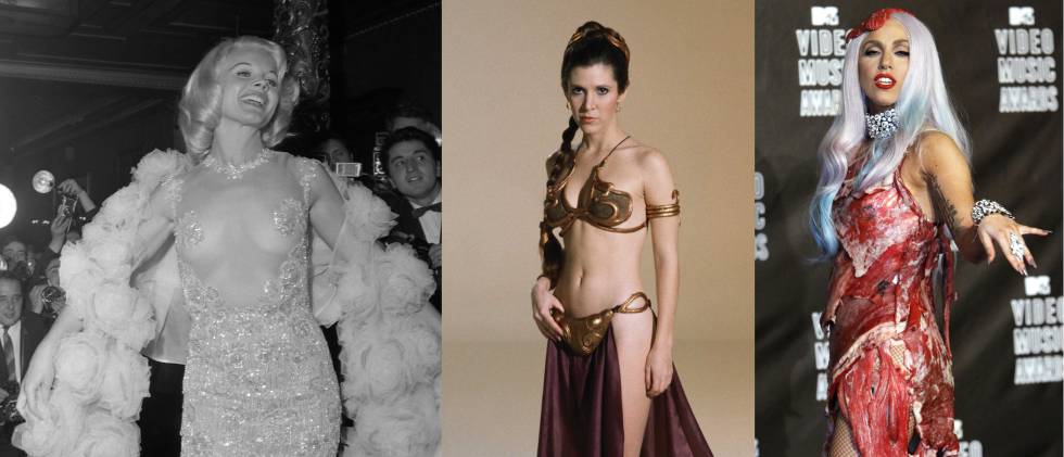 De izquierda a derecha: Carroll Baker, Carrie Fisher como princesa Leina y Lady Gaga.