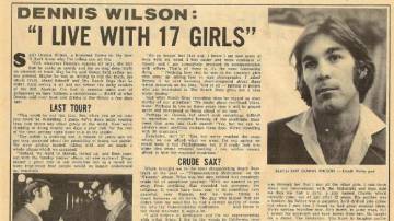 Recorte de prensa en el que Dennis Wilson, de los Beach Boys, habló del tiempo que compartió con las chicas de Charles Manson.