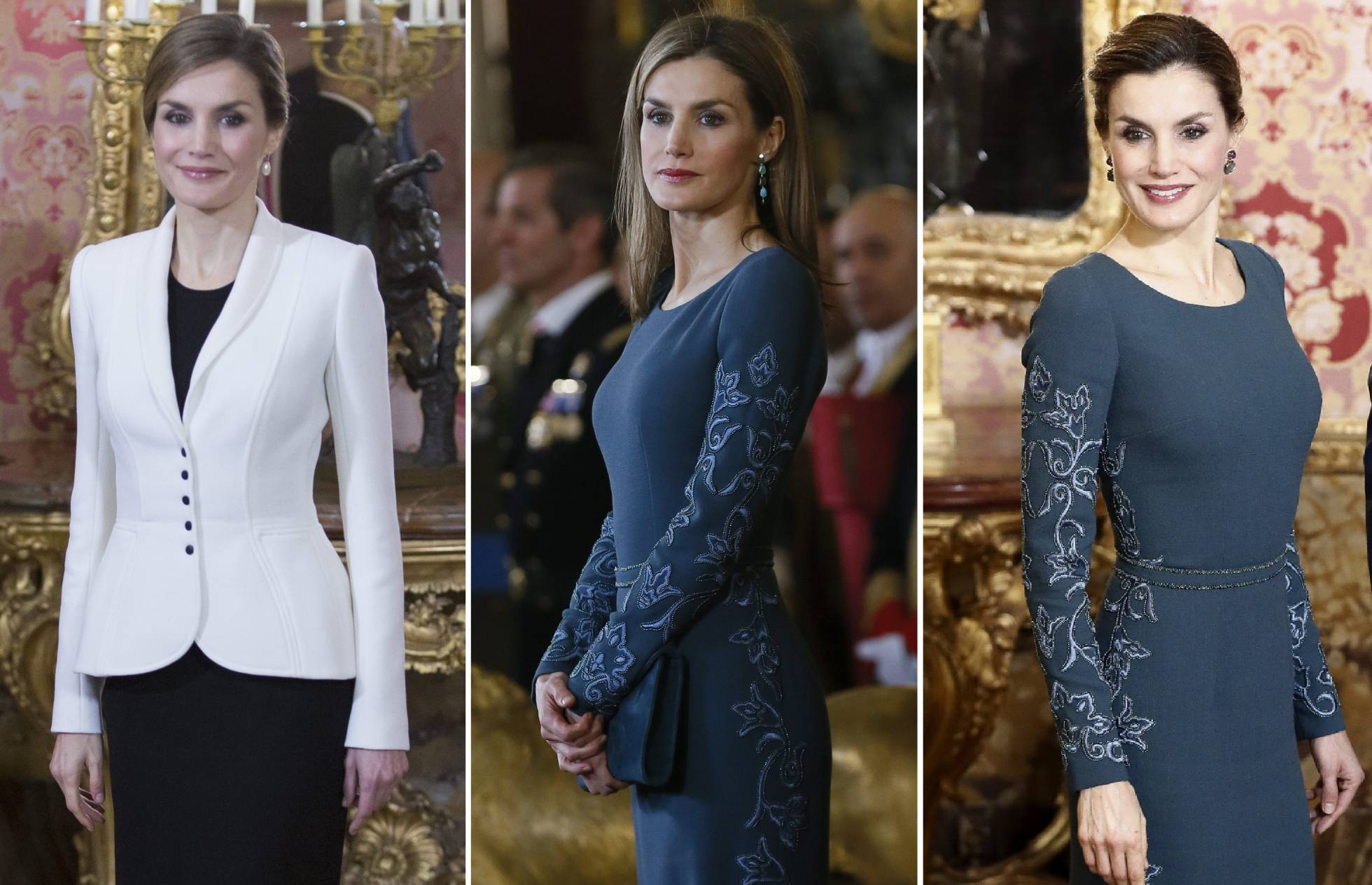 La reina Letizia en la Pascua Militar de 2015, 2016 y 2017. La reina Letizia en la Pascua Militar de 2015, 2016 y 2017.