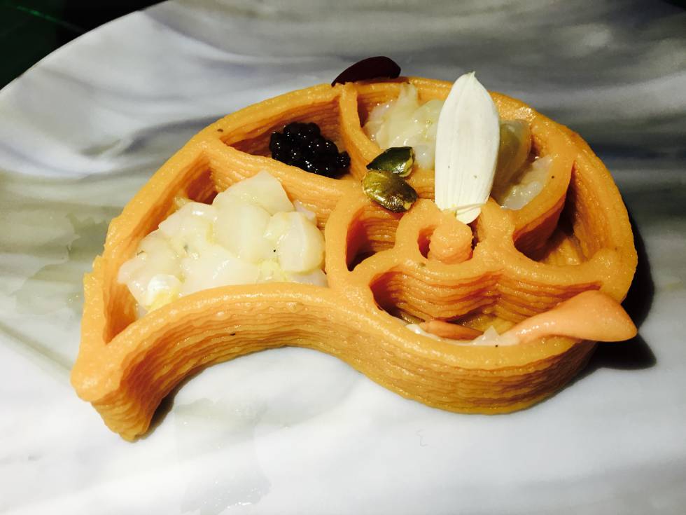 CALABAZA 3D, REQUESÓN, VIEIRA Y CAVIAR DE ESTURIÓN CAPEL