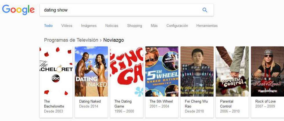 Respuestas de Google a la búsqueda 'Dating show'