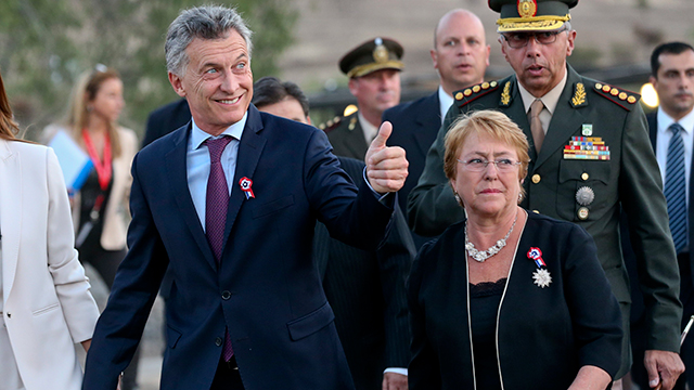 Bachelet y Macri en Colina, Chile.