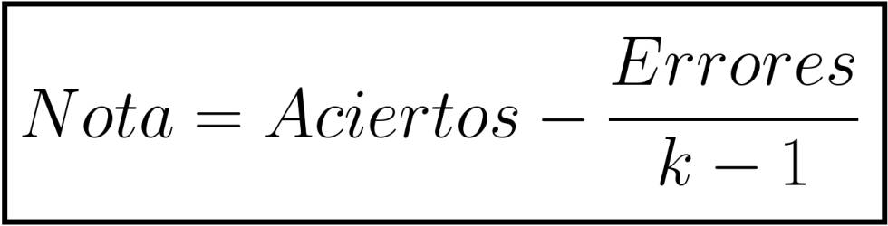 Las matemáticas de la fórmula de puntuación de exámenes test