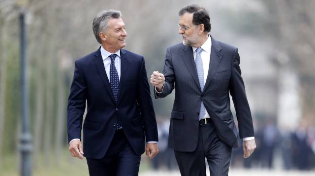 Rajoy y Macri en el Palacio de la Moncloa, este jueves.