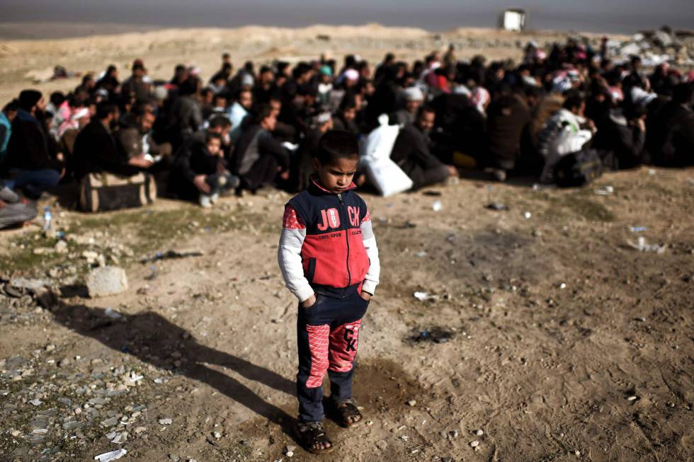 Desplazados iraquíes de la ciudad de Mosul (Irak).