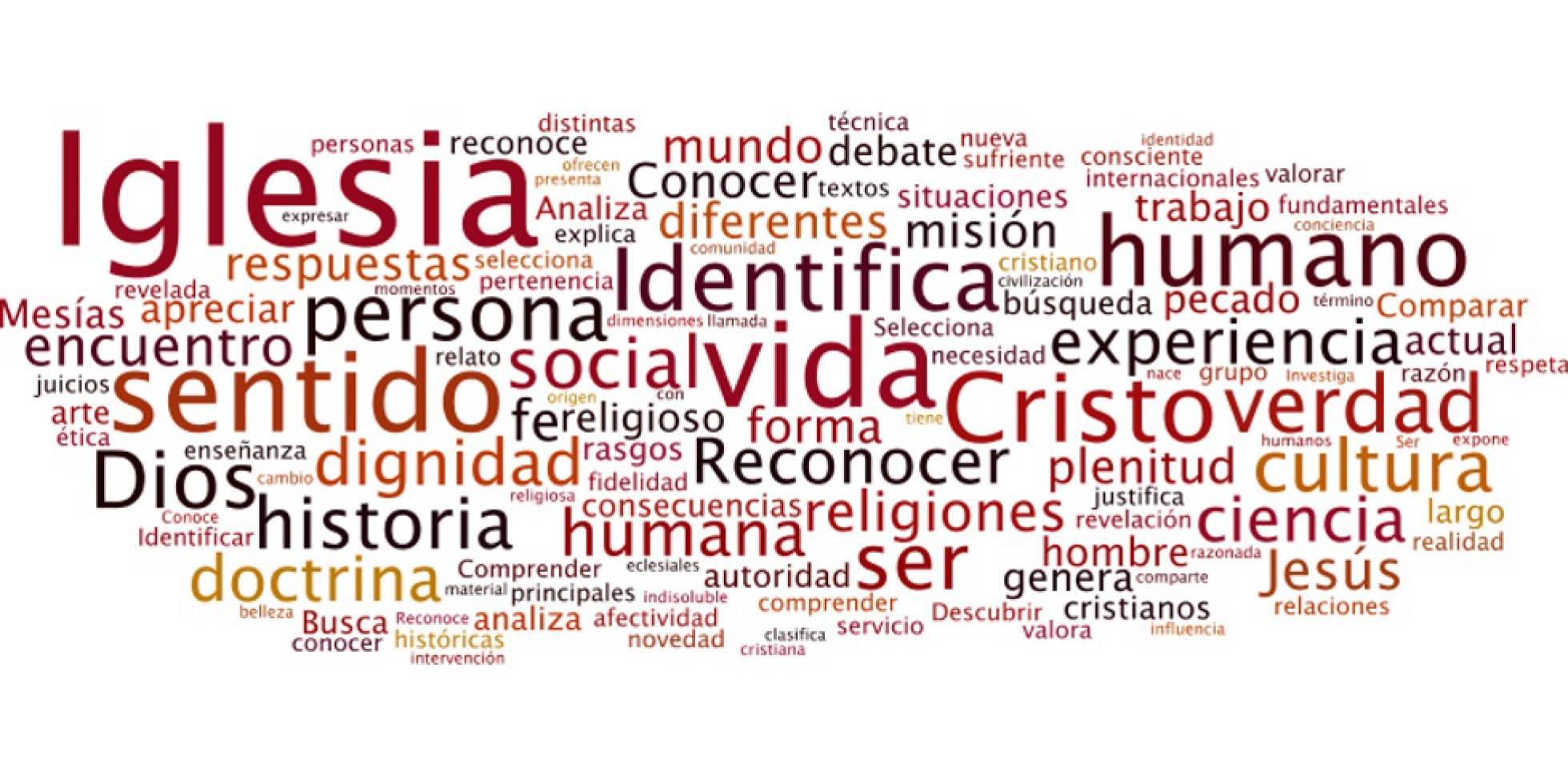 Nube de palabras del currículo de la asignatura Religión y Moral Católica.