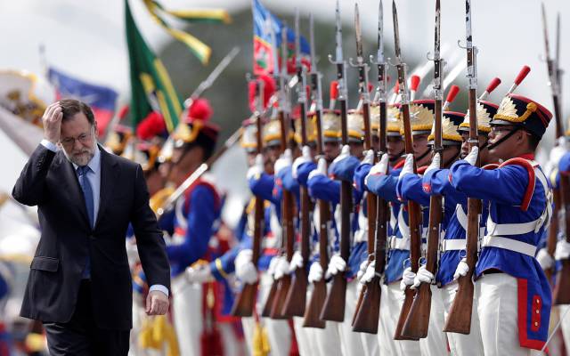 Rajoy, a su llegada al Palacio de Planalto en Brasilia.