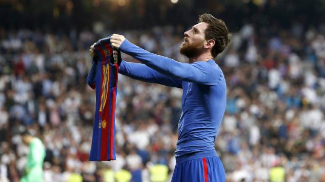 Messi, tras marcar en el Bernabéu.