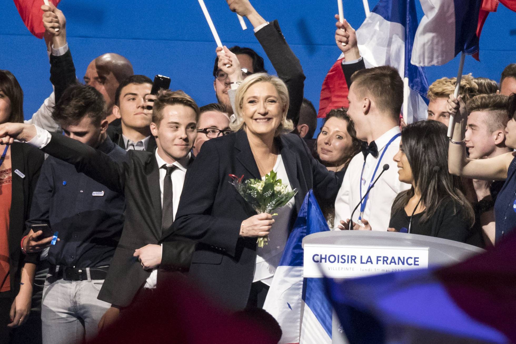 Marine Le Pen, este 1 de mayo en Villepinte, al norte de París.rn