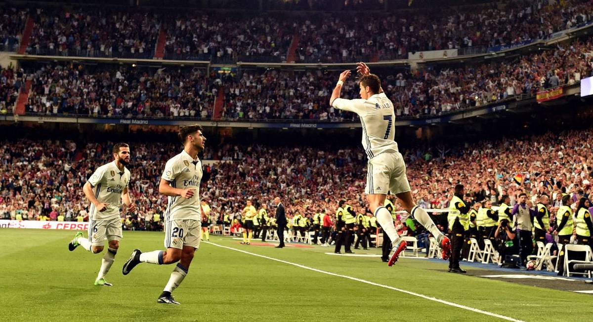 Cristiano celebra su segundo ante el Sevilla.