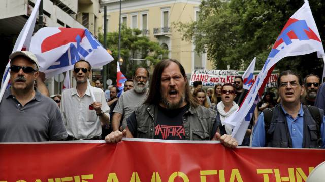 Manifestación en Atenas contra las reformas del Gobierno griego.