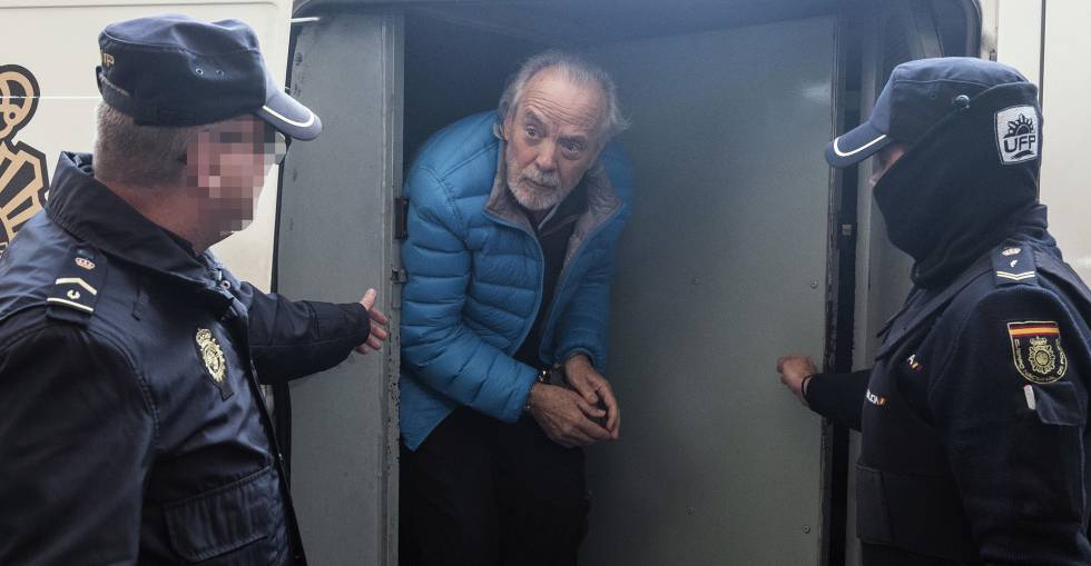 Tolo Cursach is escorted from a police van on March 3.
