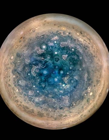 El polo sur de Júpiter fotografiado por Juno.