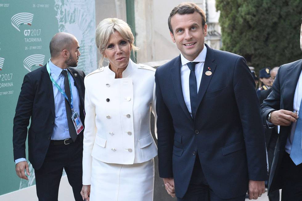 El presidente francés Emmanuel Macron y su mujer, en la reciente cumbre del G7 celebrada en Italia.