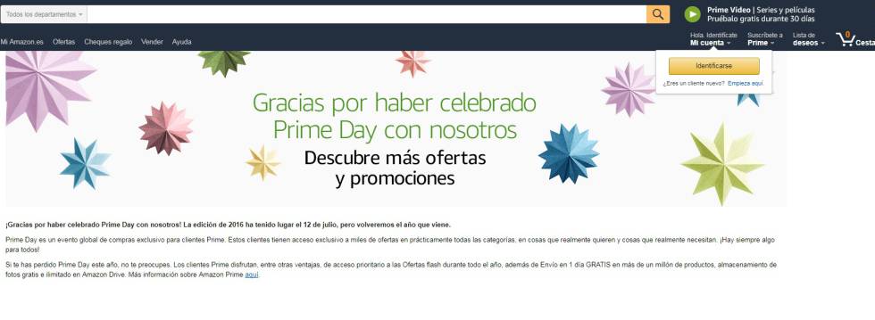 Captura de la página del Prime Day, con detalles sobre la edición de 2016.