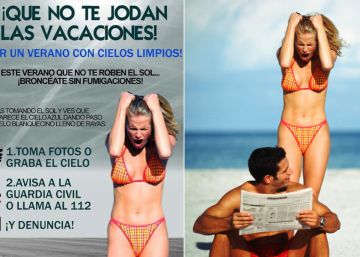 Una foto manipulada para difundir la teoría paranoide de que se fumiga a la población Una foto manipulada para difundir la teoría paranoide de que se fumiga a la población