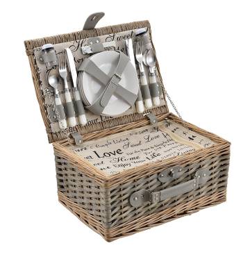 Cesta de picnic con compartimiento aislante y set de menaje