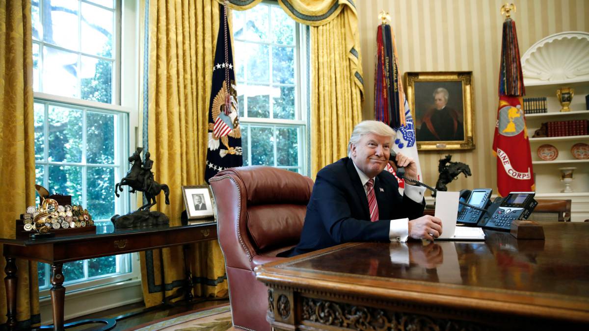 Trump, durante la llamada.