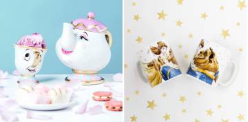 Taza de Chip 5 euros (hasta hace unos días agotadas). La tetera de la Sra. Potts a partir de septiembre por 10 euros. Set de tazas: 5 euros