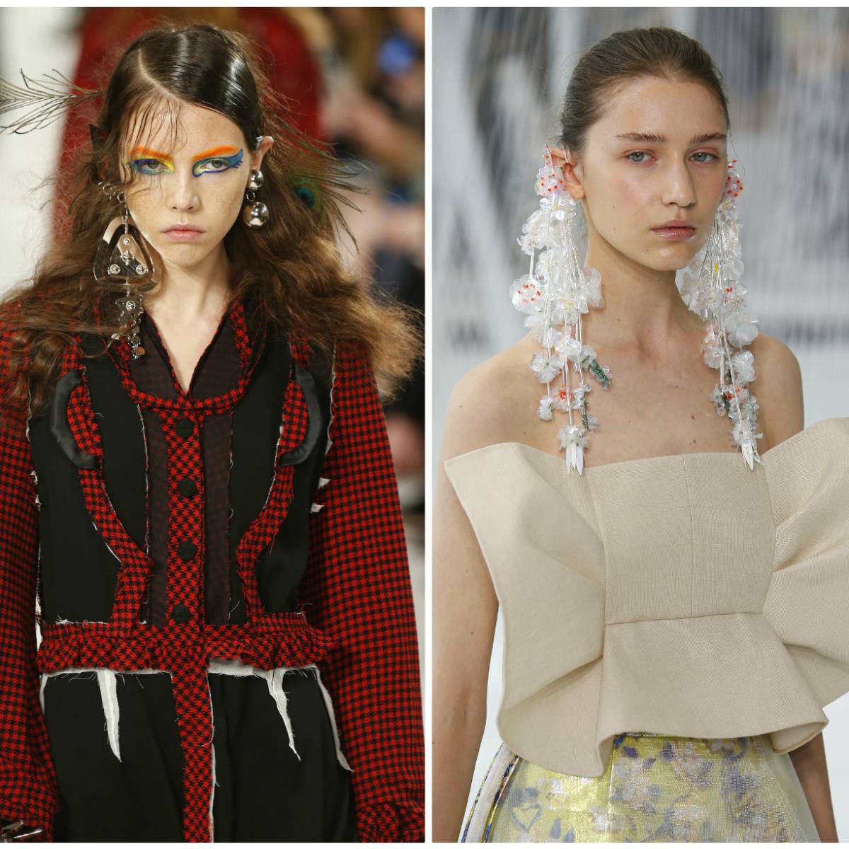 De izquierda a derecha: pendientes de Margiela, Delpozo y Marc Jacobs.