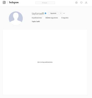 Perfil de Instagram de Taylo Swift que está eliminado.