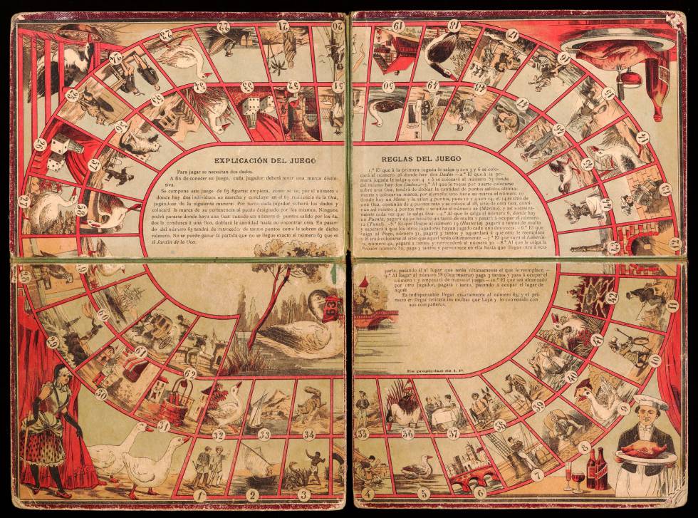 Tablero del juego de la Oca del siglo XIX.