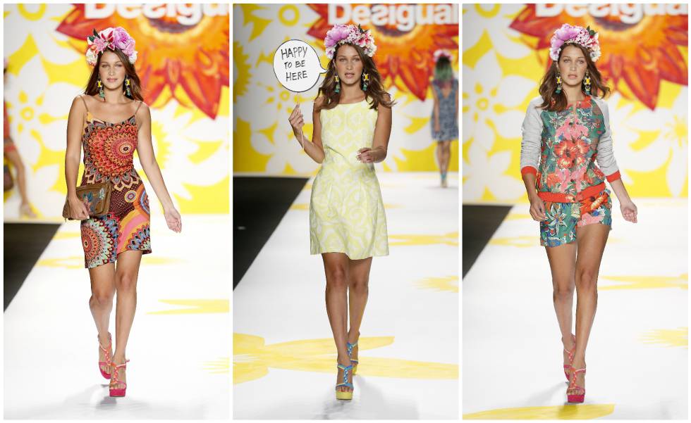 Bella Hadid, en su primer desfile: la presentación de la colección primaveraverano 2015 de Desigual en la Semana de la Moda de Nueva York, en septiembre de 2014.