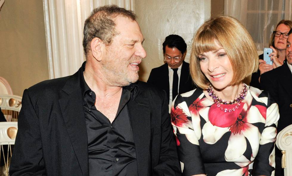 Harvey Weinstein y la editora de 'Vogue' Anna Wintour, en un desfile de Marchesa en septiembre de 2014 en Londres.