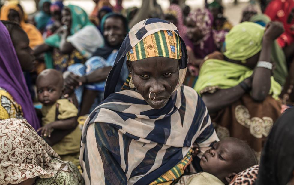 Desplazados por Boko Haram en la comunidad de Yarom.
