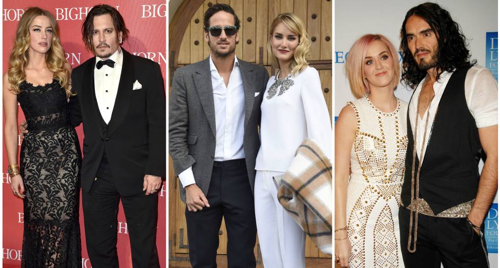 Amber Heard y Johnny Depp, Feliciano López y Alba Carrillo y Katy Perry y Russell Brand.