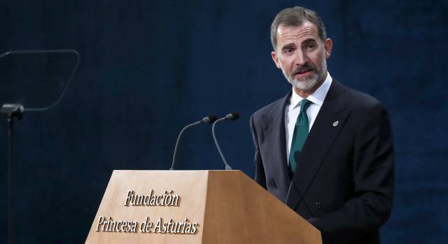 Felipe VI, durante su discurso en la entrega de los Premios Princesa de Asturias.