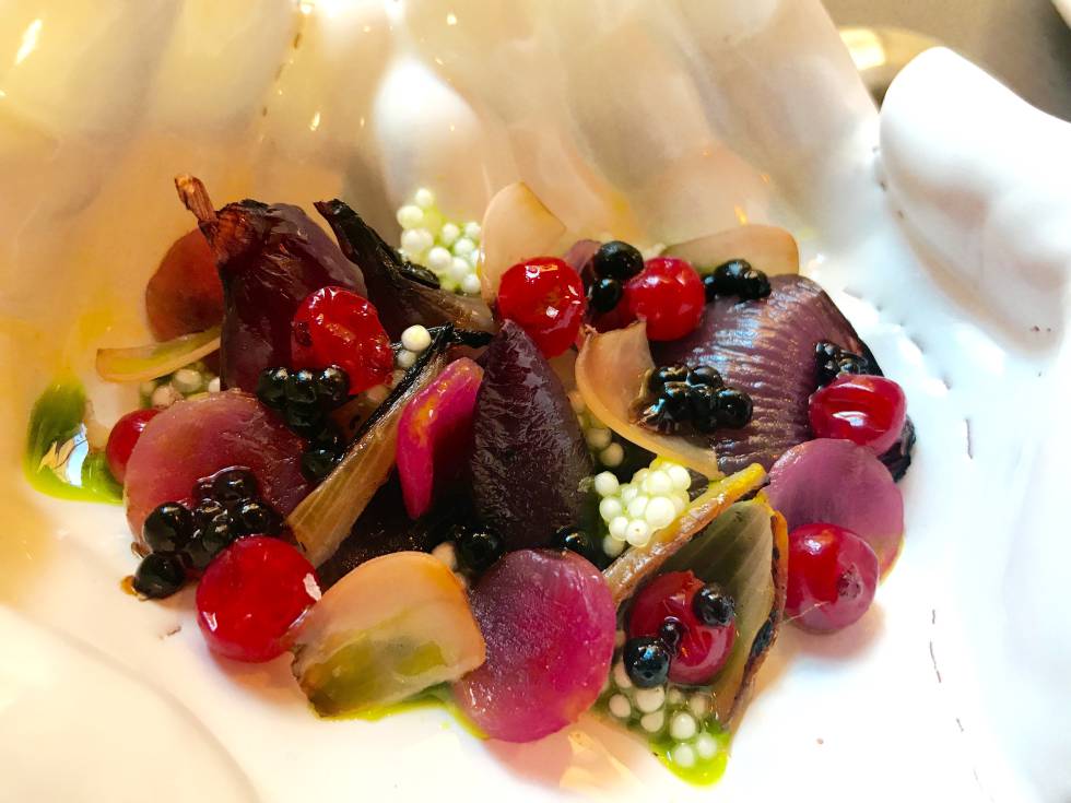 ENSALADA DE CEBOLLITAS, TAPIOCA Y FRUTOS ROJOS CAPEL