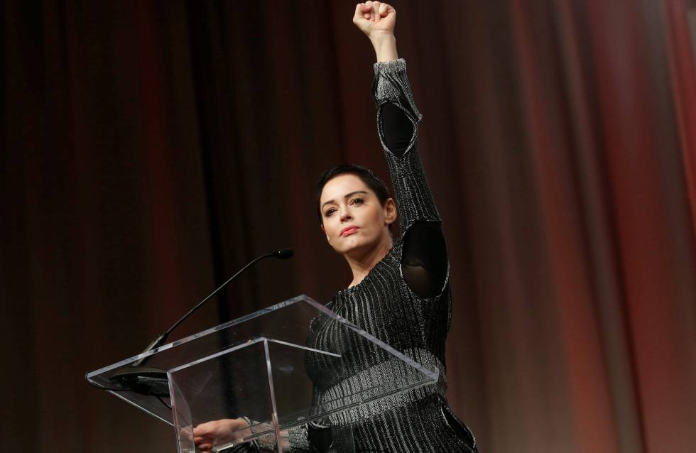 La actriz Rose McGowan en la Convención de Mujeres en Detroit en octubre.