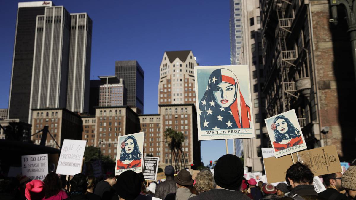 Manifestación contra las políticas de Donald Trump y contra el machismo en Nueva York.rn