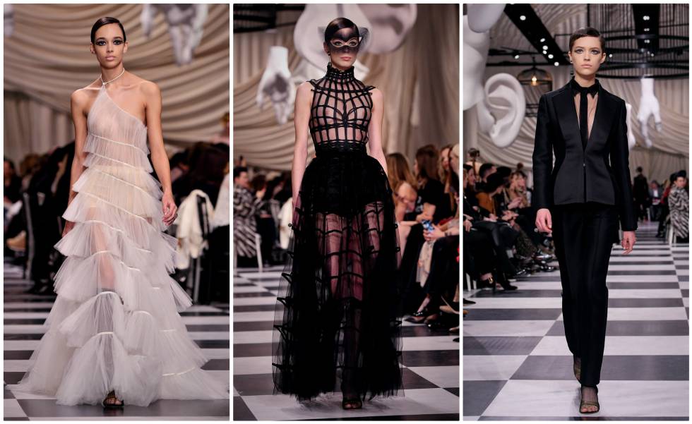 Los vestidos de tul, las transparencias y los trajes han sido tres de las propuestas presentadas por Dior.