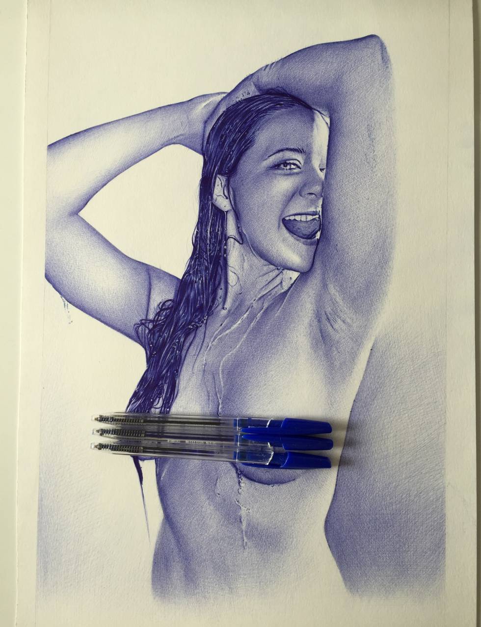 El artista que dibuja desnudos con bolígrafo, censurado en Instagram