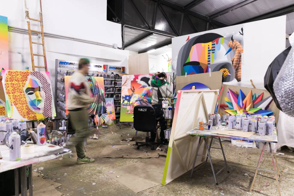 Aspecto del estudio madrileño de Okuda.