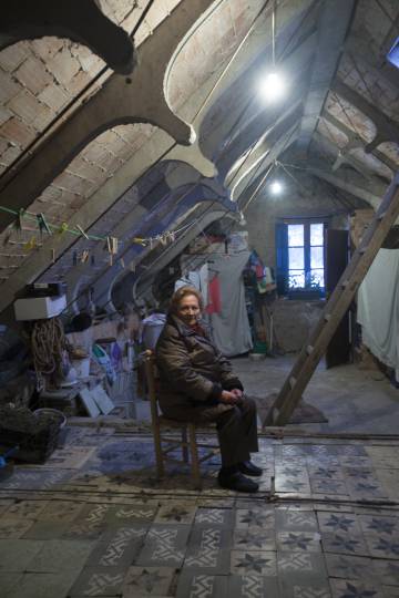 María José keeps tiles from the station in her loft.