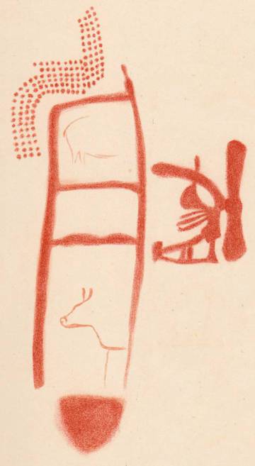 A drawing of one of the cave paintings by French prehistorian Henri Breuil in 1913 (the animal silhouettes came later)