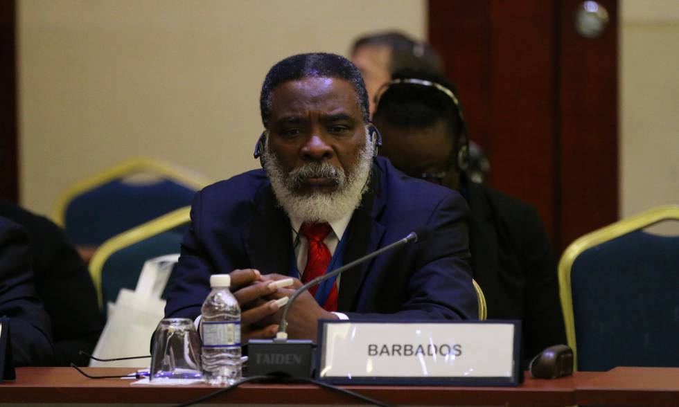Un representante de Barbados, en la conferencia.